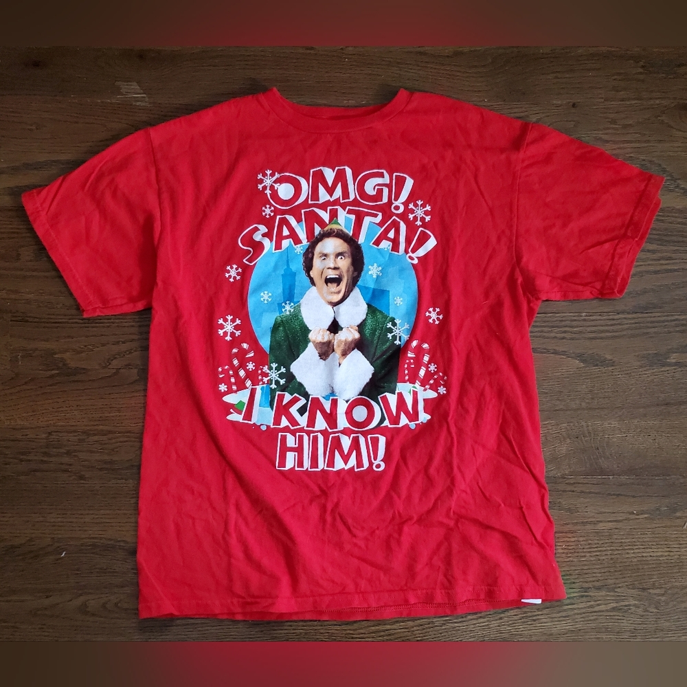Boys Christmas red Medium ELF tee